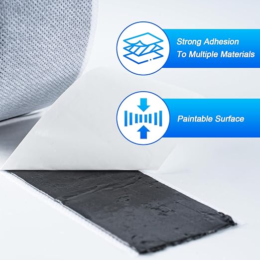 LLPT Butyl Sealing Tape 2" x 50 Ft Nonwoven Fabric Cover 1 Pack | Vapor Permeable, Waterproof Sealing, Non-hardening, Weather Resistant for Wet Areas Bathroom Pool Roof Pipe Joint Repair