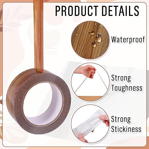 Whaline 109 Yard Wood Grain Packing Tape Brown Decorative Gift Wrapping Tape for Small Business DIY Crafts Box Carton Decor