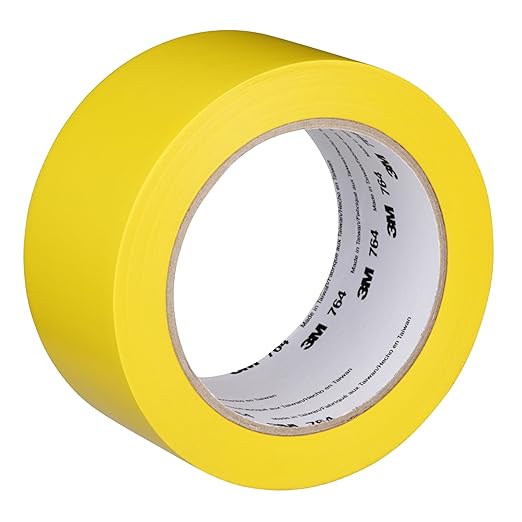 3M Vinyl Tape 764, General Purpose, 2 in x 36 yd, Yellow, 1 Roll, Light Traffic Floor Marking Tape, Social Distancing, Color Coding, Safety, Bundling