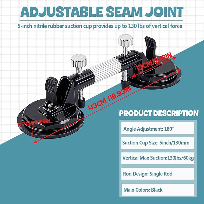 2 Pack Laminate Floor Gap Repair Tool, Pro Countertop Alignment Clamps, Adjustable Granite Seam Setter with Vacuum Suction Cups, for Granite, Marble, Stone, Slab and Glass