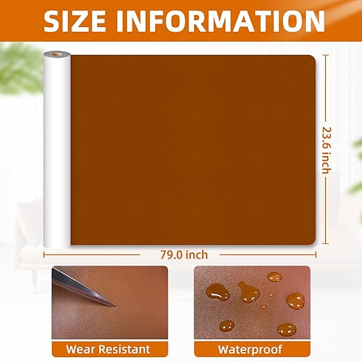 BSZHTECH Leather Repair Tape Self-Adhesive Leather Repair Patch for Couch Furniture Sofas Car Seats Advanced PU Vinyl Leather Repair Kit(Brown, 23.6X79 inch)