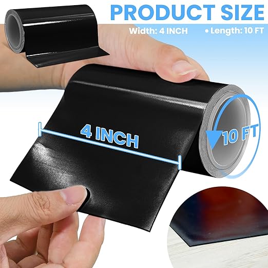 Tikfoam Waterproof Repair Tape for Fabric, Plastic, Awning, RV Underbelly, Tarp, Tent, Sail and Boat Cover Outdoor Repair Patch, Heavy Duty,4 Inch x 10FT Black