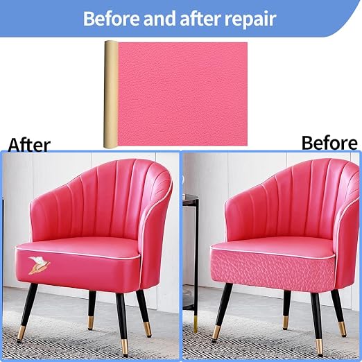 Aglzyoply Large Furniture Leather Repair Tape, Self-Adhesive Leather Repair Subsidy, 17.7x78.8inch Leather Repair Tape,for Sofa, car seat,Furniture,Kitchen cabinets, Wall, Chair,DIY Crafts (Rose red)