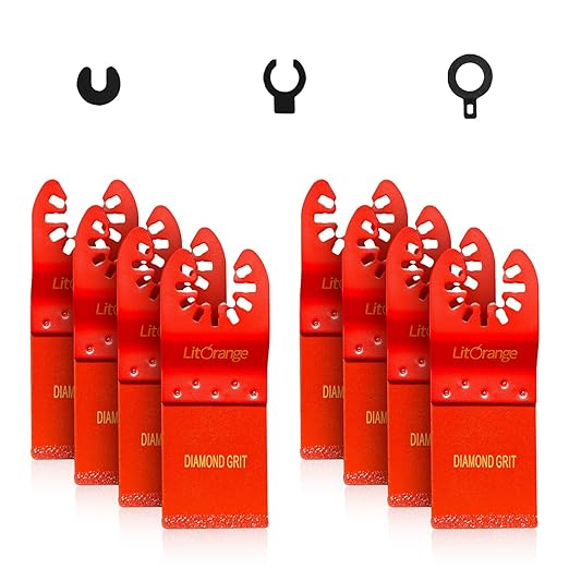 Litorange 8 Pcs Diamond Oscillating Blades, Oscillating Multi Tool Diamond Saw Blades for Grout Removal, Flush Cut, Cleaning Mortar