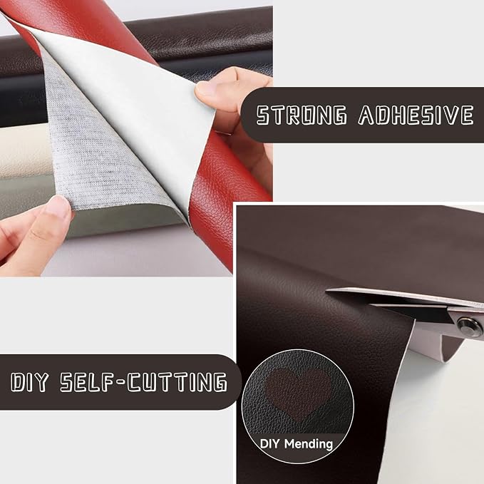 Leather Repair Patch, Self Adhesive Leather Repair, Large Leather Repair Tape for Sofa, Car Seats, Furniture, Cabinets, Chairs, Handbags （Dark Coffee, 16X79 inch)