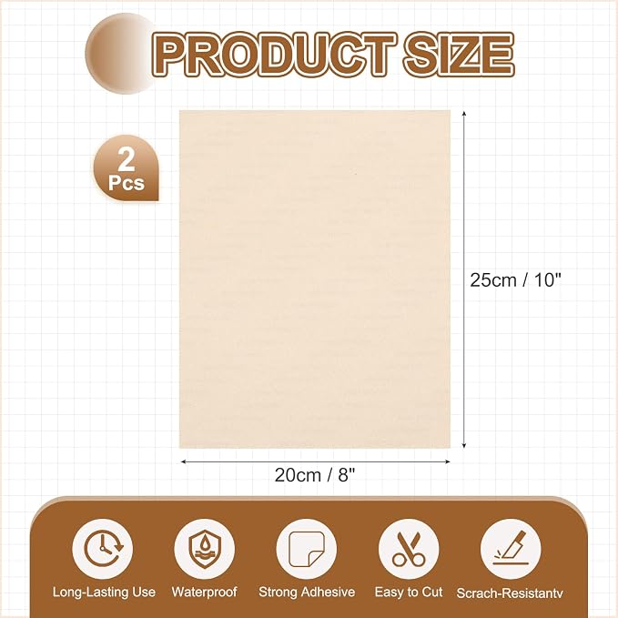 MECCANIXITY 2 Pcs Leather Repair Patch 8"x10" Self-Adhesive Leather Vinyl Repair Tape Kit for Furniture Couches Sofa Chair Car Boat Seats Jackets, Beige Yellow