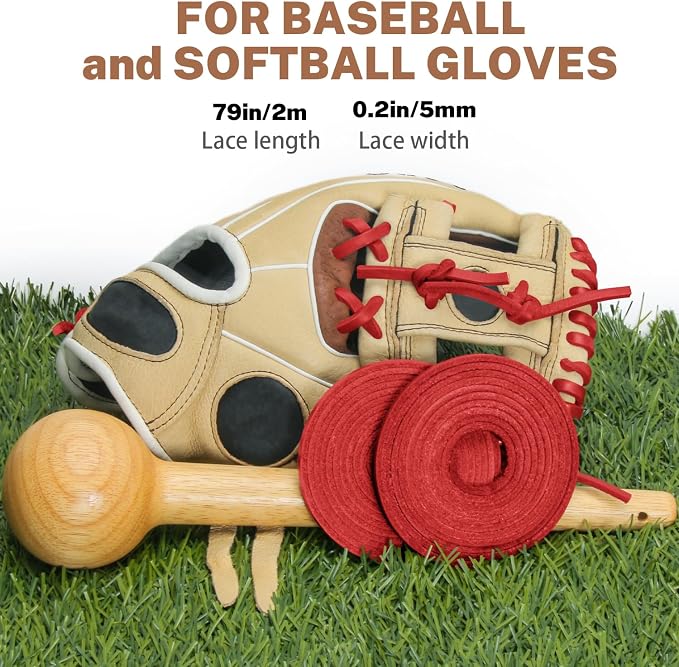 Softball Baseball Glove Lace, Mitt Lace Repair Kit Includes 2 Leather Laces and Lacing Needle for Catcher's Glove