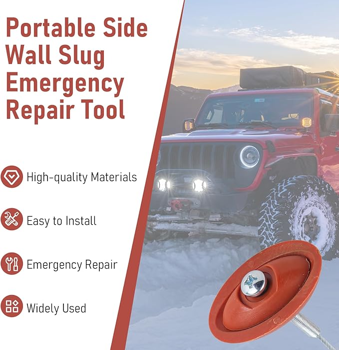 Sidewall Slug Original Tire Sidewall Repair Kit Compatible with ATV SXS Can-Am Jeep Tractor Polaris RZR Trailer Lawnmower,Used for repairing side cracks with a length of less than 1.5 inches