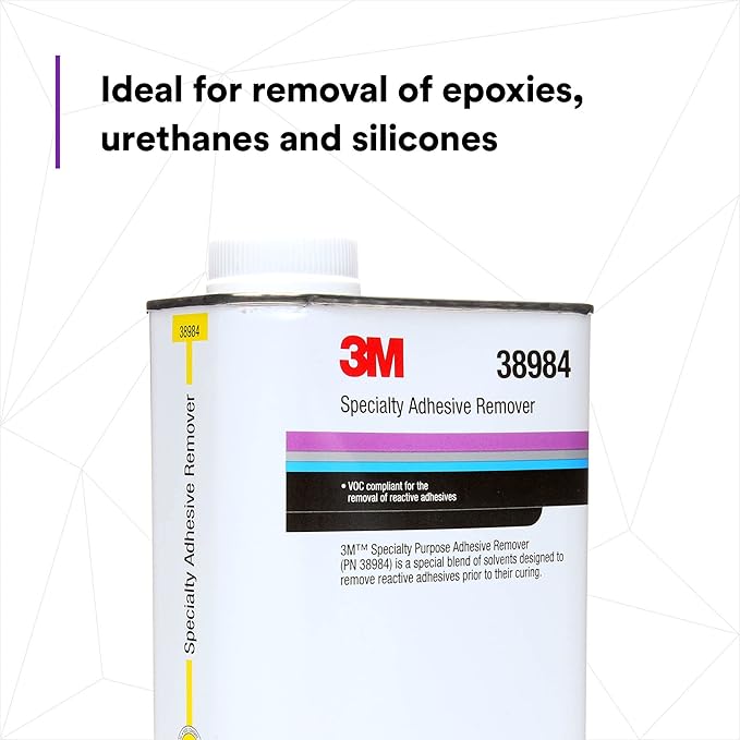 3M Specialty Adhesive Remover 38984, Transparent, Solvent Based, Easy Residue Removal, 1 quart