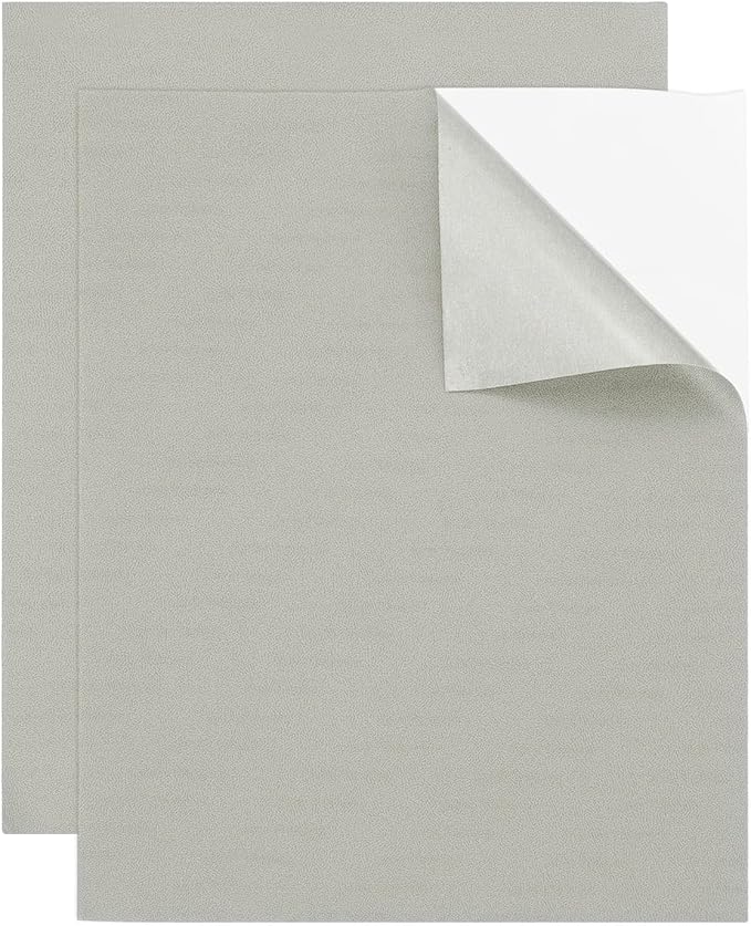 MECCANIXITY 2 Pcs Leather Repair Patch 8"x10" Self-Adhesive Leather Vinyl Repair Tape Kit for Furniture Couches Sofa Chair Car Boat Seats Jackets, Gray