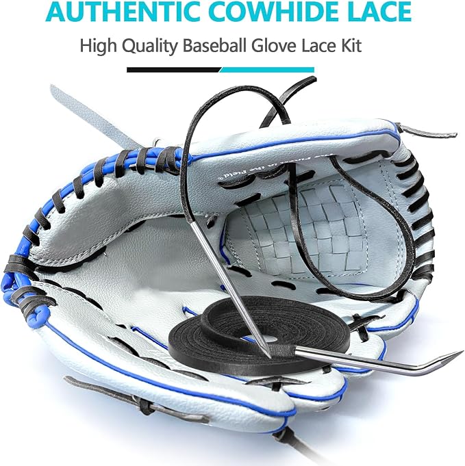 Baseball Glove Lace, Mitt Lace Repair Kit Softball 2 Leather Laces and 2 Lacing Needles for Catcher's Glove