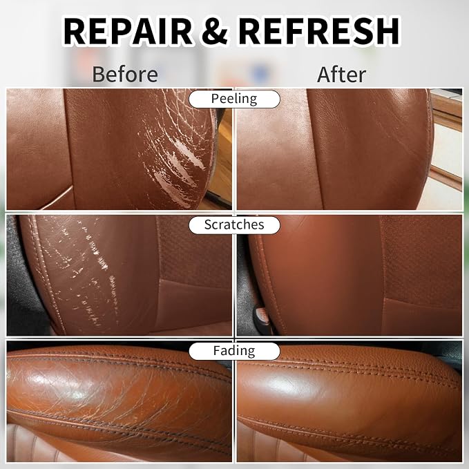 Leather Recoloring Balm, 12oz Large Size Leather Dye, Color Restorer, Scratch Repair, Furniture & Couch Restorer Kit, Repair Kit for Furniture(Light Brown)