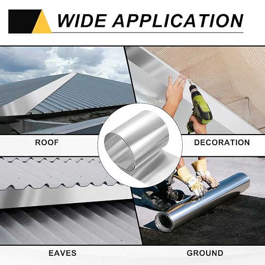 uxcell Aluminum Flashing Roll, 6in x 3.3ft Metal Roof Panels 0.8mm Waterproof Aluminum Sheet Roll for House Repair, Roof Flashing, Sealing Windows Doors, DIY Projects