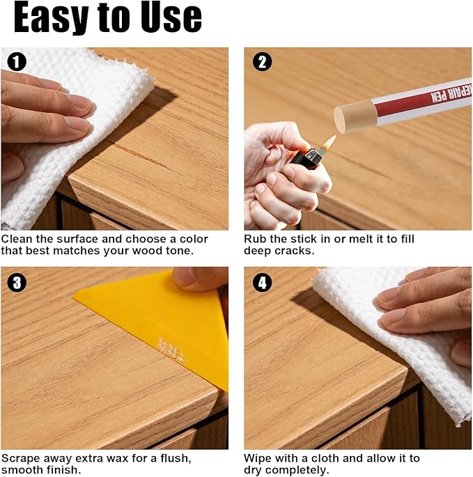 Wood Filler Sticks, 20 Colors Wood Repair Wax Crayons with Scraper, Wood Touch Up Markers for Repairing Scratches, Cracks, Holes in Cabinets, Floors, Tables and Doors[White Series]