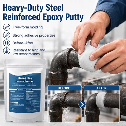 High-Strength Multi-Purpose Repair Clay,Strong Clay Iron Adhesive,High-Strength Multi-Purpose Repair Putty,All Purpose Pool 𝐂lay for Bonding Plastic Metal Ceramic Wood Tile Glass (1Pcs)