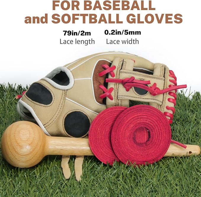 Softball Baseball Glove Lace, Mitt Lace Repair Kit Includes 2 Leather Laces and Lacing Needle for Catcher's Glove