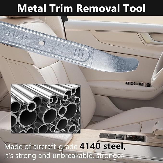 BFXM 4140 Pry Tool, Trim Removal Tool, Panel Removal Tools for Auto Trim, Interior Door Trim Pry Tool, Panel Popper Tool, Metal Pry Bar for Automotive Planes, Automotive Tools