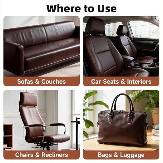 Leather Repair Tape, self-Adhesive Leather Repair Patch, for car seat Repair, Suitable for Sofas, Furniture, Seats, Strong Adhesive Leather Repair Tape (Dark Brown, 7.87x 85in)