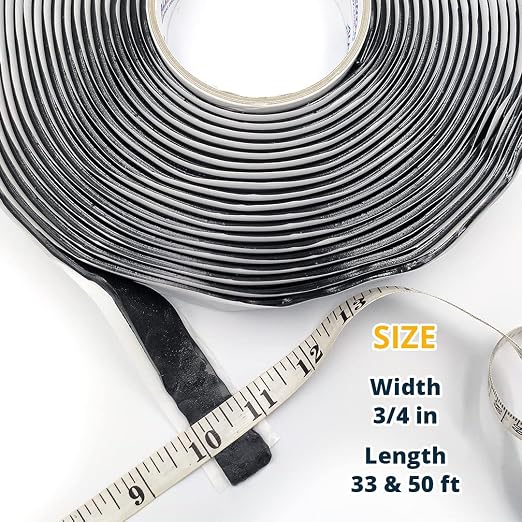 Alenor Butyl Rubber Tape 1/8'' x 3/4" x 33 Feet - Repair Rv and Auto, Seal Seams, Cracks, and Holes with the Professional Finish, roof leaks, Plumbing Pipes, Vents, Boats, car Window leaks