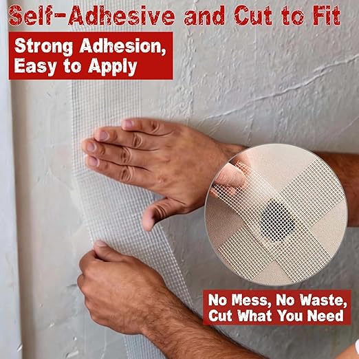 Single Roll Drywall Tape 6" Wide X 82 FT Heavy Duty Self-Adhesive Wall Crack and Seam Patch Fiber Mesh Crack Patch Wall Repair Fabric for Repairing Ceiling, Patching Up Holes