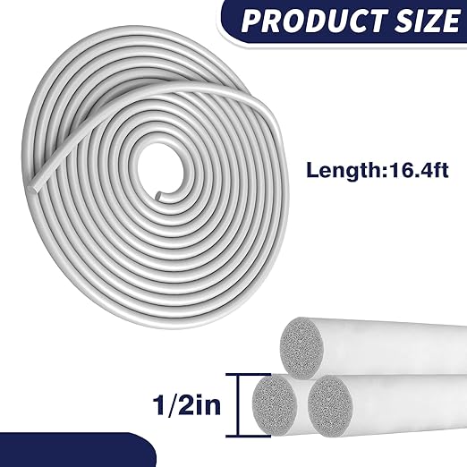DGSL Backer Rod 1/2 Inch, Caulk Saver for Gaps and Joint Concrete Filling, EPDM Rubber Backer Rod Joint Filler for Driveway and Wall Cracks (16.4 Ft Length)