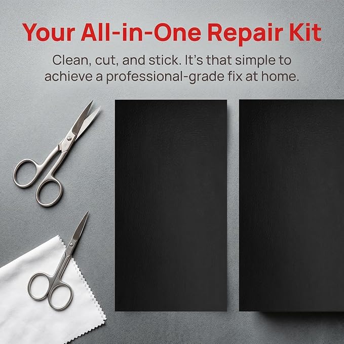 2PCS Car Leather Repair Patch Tape, 4 x 8 Inch Self Adhesive Portable Vehicle Seat Vinyl Repairs Kit, Automotive Interior Furniture Restoration Kit, Universal for SUV RV Truck (Black)