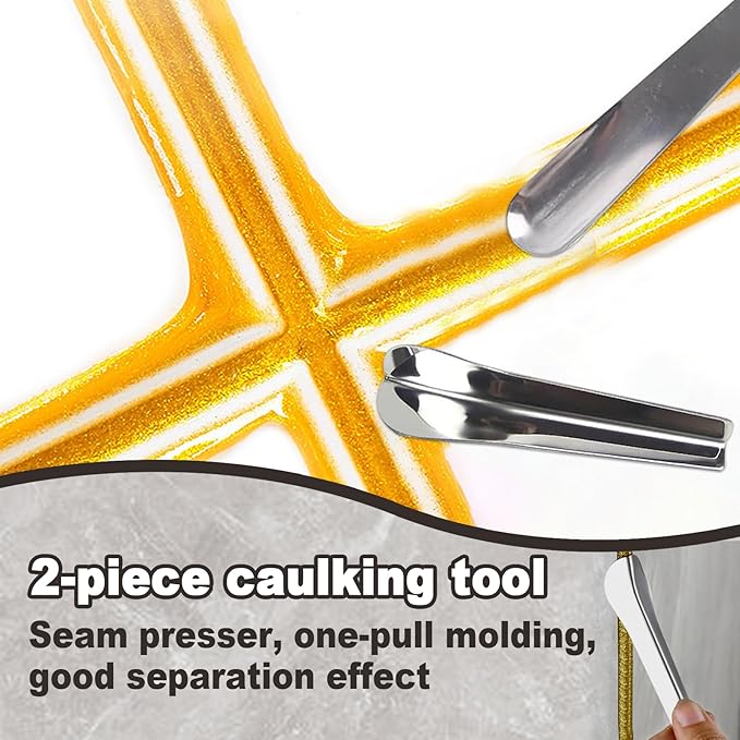2 Pack Caulking Tool Kit, Grout Cleaning Tool, Metal Caulking Finishing Tools for Wall Tile, Grout Removal Tools for Tile, Grout Application Tool for Inside and Outside Corners