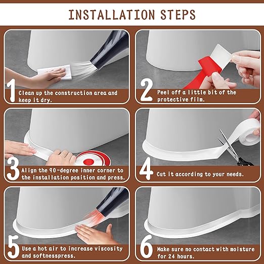Caulk Tape, 3 Rolls Caulking Tape Sealant Strip, White Waterproof Self Adhesive Caulk Strip for Bathroom, Kitchen, Shower, Bathtub, Toilet with Sealing Tool(1.5" x10.5Ft)