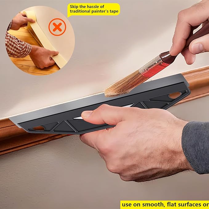 12-Inch Paint Edger & Trim Guard | Stainless Steel Straight Edge Tool | Painters Tape Alternative | Creates Crisp, Clean Pro-Grade Lines on Walls & Ceilings