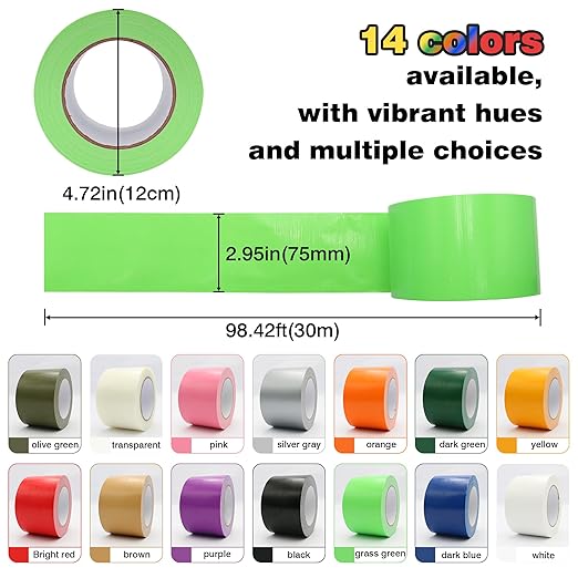 Heavy Duty Duct Tape 3 Inch X 33 Yards, 8.5 Mil Thickness, Multi Purpose Dark Green Duct Tape, No Residue, Waterproof and Tear by Hand - for Repairs, Industrial, Professional Use