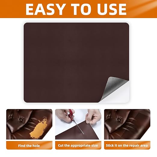 BSZHTECH Leather Repair Tape Self-Adhesive Leather Repair Patch for Couch Furniture Sofas Car Seats Advanced PU Vinyl Leather Repair Kit(Coffee,2Pcs 8.2X11 inch)