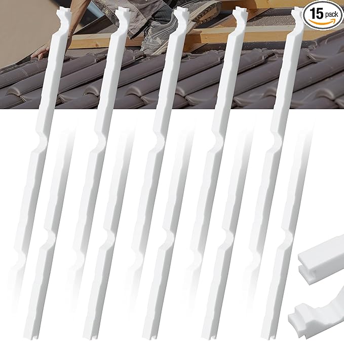 9 Inch R-Shaped Panel Foam Closure Strips for Metal Corrugated Roofing Panels, Thermal Insulation and Noise Reduction Outside Roof Closure Strips, 3ft Long Outside 9 Inch, 15 Pcs, White