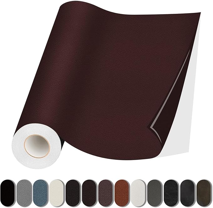 Lifeshoon Leather Repair Patch, Self Adhesive Leather Repair, Large Vinyl Patch Tape for Couches, Furniture, Car Seats, Cabinets, Wall, Handbags （Dark Brown, 3.5X79 Inch）