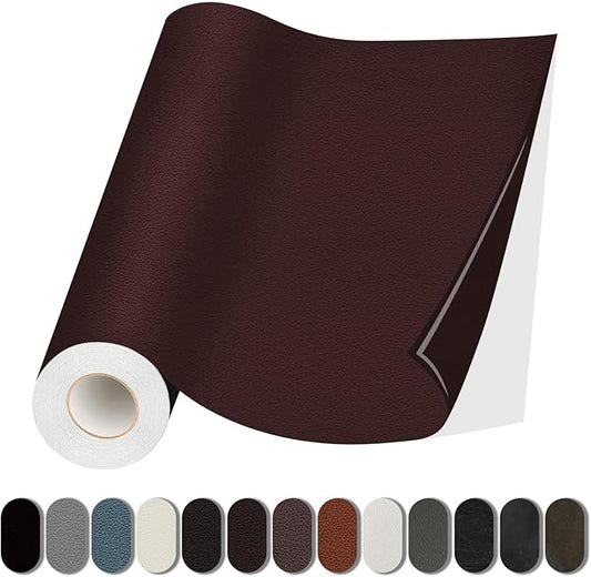 Lifeshoon Leather Repair Patch, Self Adhesive Leather Repair, Large Vinyl Patch Tape for Couches, Furniture, Car Seats, Cabinets, Wall, Handbags （Dark Brown, 3.5X79 Inch）