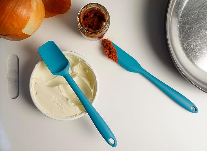 RSVP International Ela's Favorite Silicone Spatula, Turquoise, 8" | BPA-Free Silicone | Scrape Batters, Flip Eggs, Ice Cakes, & More | Dishwasher Safe & Heat Resistant | Cooking & Baking