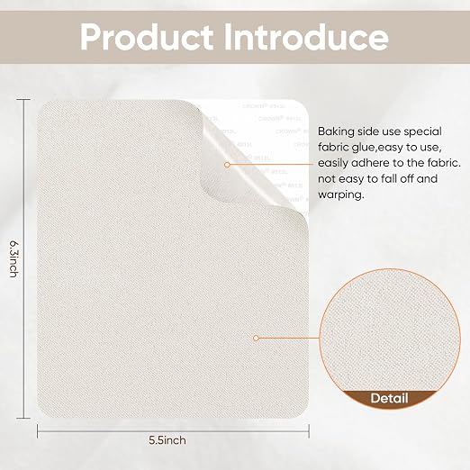 Suede Couch Patch Repair Fabric,6-Piece Self-Adhesive Microfiber Patches，Quick Fix Sofa Chair Car Seat,Furniture & Upholstery Repair Kit. (Pure White)