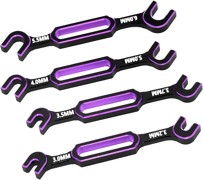 4PCS RC Wrench 3.0/3.2/3.5/3.7/4.0/5.0/5.5/6.0mm Turnbuckle Nut Ball Joint Remover RC Repair Tool for RC Crawler Car Boat RC Drone Upgrade Parts, Purple