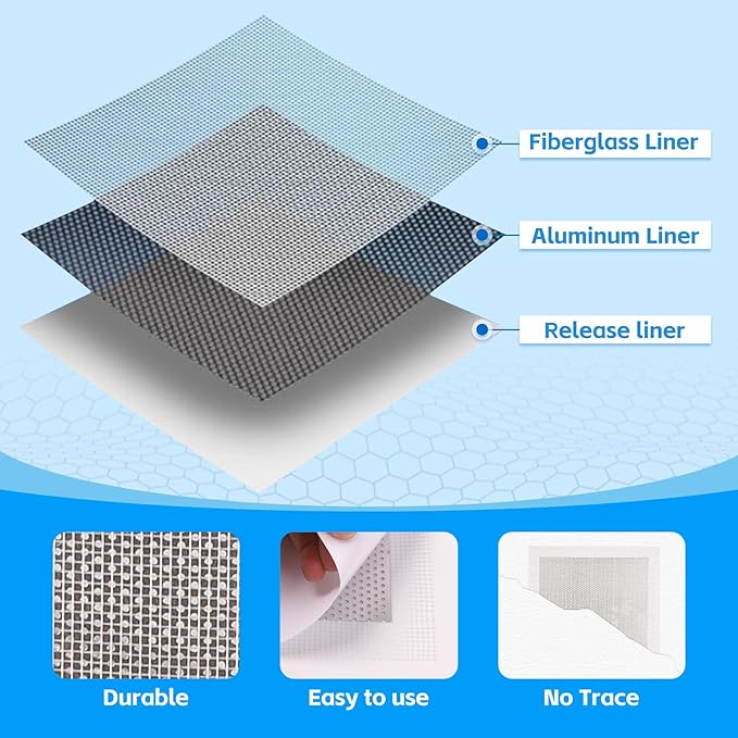 Wall Repair Patch Kit Upgraded Size, 8 Pcs 10/8 Inch Self Adhesive Pieces Aluminum Drywall Repair Kit, with Its Own Large Squeegee and Scraping, GMingZTong