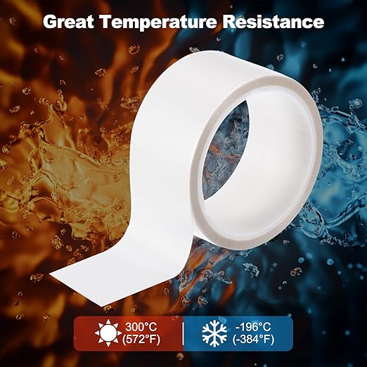 PATIKIL Heat Resistant Tape, 2 Inch x 33 Feet High Temperature Tape PTFE Adhesive High Heat Tape Waterproof for Vacuum Sealer Machine Insulation Protection, White, 0.13mm Thick