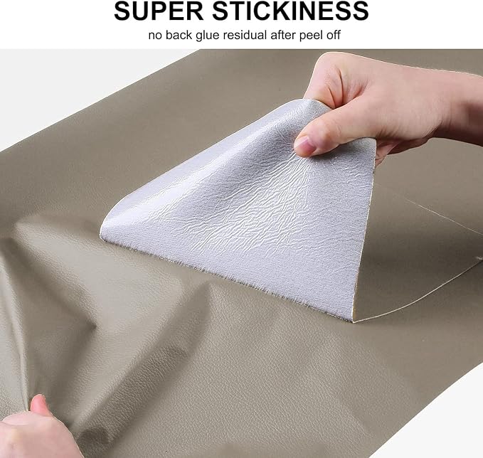 YAFLC Leather Repair Patch for Furniture, 4" x 63" Self Adhesive Leather Repair Kit Vinyl Repair Tape for Car Seat Sofa Jackets Couches Chair Khaki