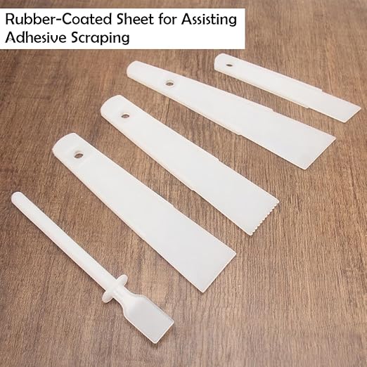 Applicator Glue Spreaders, 12 Pack Glue Spreader Plastic Smear Plate Scraper Sticks Applicator Tool for Leatherwork Woodwork Handmade DIY Leather Spreads Burnishing Gum Art Craft Project, 5 Sizes