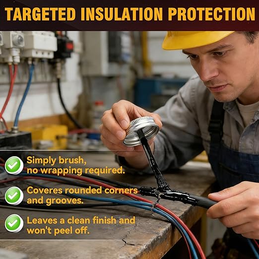 Liquid Electrical Tape – Black Liquid Wire Insulation, Waterproof & Heat Resistant Coating for Cable Repair and Electrical Sealing, Ideal for Home Flexible Wire Equipment Repair, Automotive