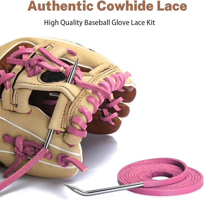 Softball Baseball Glove Lace, Mitt Lace Repair Kit Includes 2 Leather Laces and Lacing Needle for Catcher's Glove