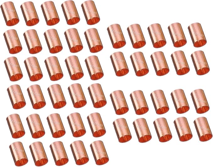 EZ-FLUID Plumbing (Pack of 50) 1/2" C X C LF Copper Slip Coupling Pressure Copper Fitting Without Stop,Sweat Solder Connection for Residential,Commercial.