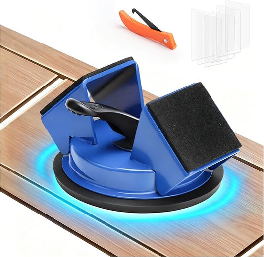 Floor Gap Repair Tool-Heavy Duty Iron Plank Grabber with Enhanced Suction Cup, Quick Lock Puller for Laminate for Floating Laminate & Vinyl Plank Flooring Repair, with 6 Sticky Pads & Cleaning Blade