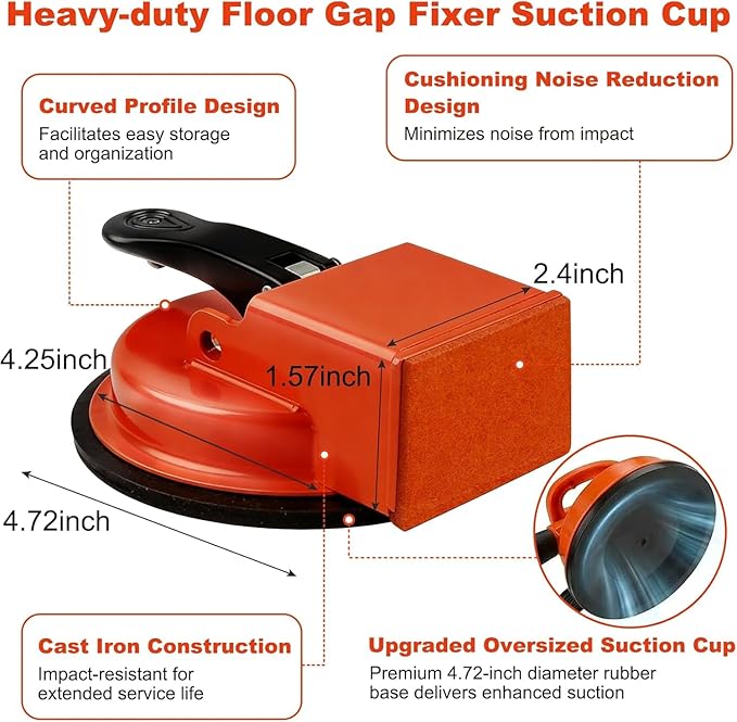 Floor Gap Fixer Tool, Heavy Duty Vacuum Suction Floor Gap Repair Kit for Hardwood, Laminate, Engineered Wood, No Scratch DIY Closing Tool
