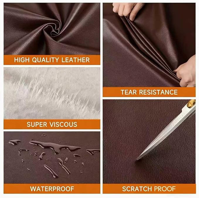 Leather Repair Patch, 24X54 Inch Self Adhesive Leather Repair, Advanced Vinyl Leather Repair Kit, Reupholster Leather Patches for Damaged Leather Furniture, Car Seats (Coffee Brown)