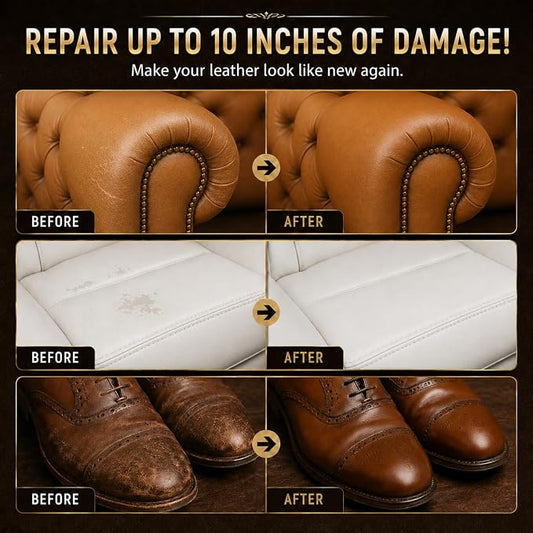 Vigorder Brown Leather Repair Kit for Furniture, Leather Couch Repair Kit for Sofa, Car Seats, Jacket and Purse, Fix Scratches, Tears, Holes, Cracks and Peeling with Easy Instructions