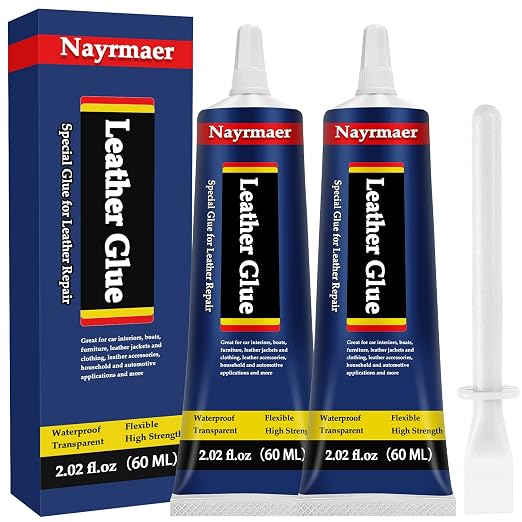 Leather Glue, Special Fabric Adhesive Permanent Clear Washable for BondingLeather and Different Materials (Leather Glue, 60 ML * 2 Pack)