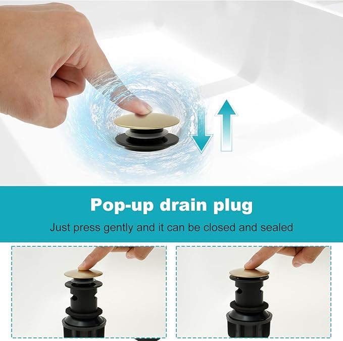 2Pcs Bathroom Sink Drain with Overflow, Pop Up Sink Drain Stopper, Stainless Steel Vessel Sinks Drains Strainer for 41-47 mm Hole Diameter, No Leakage Rustproof